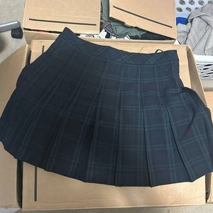 Sunday best dark blue plaid mini skirt